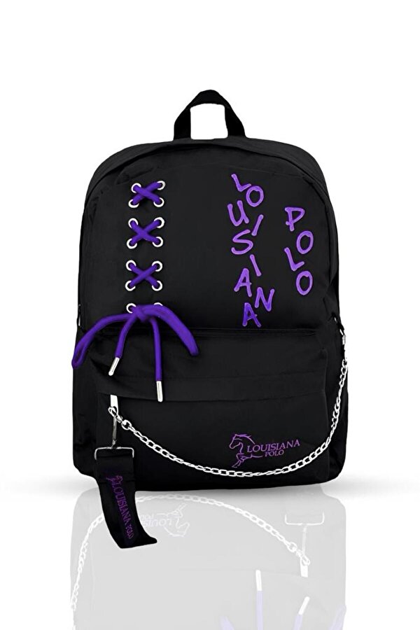 Louisiana Polo Laptop Bölmeli Okul Çantası Siyah Mor 1141
