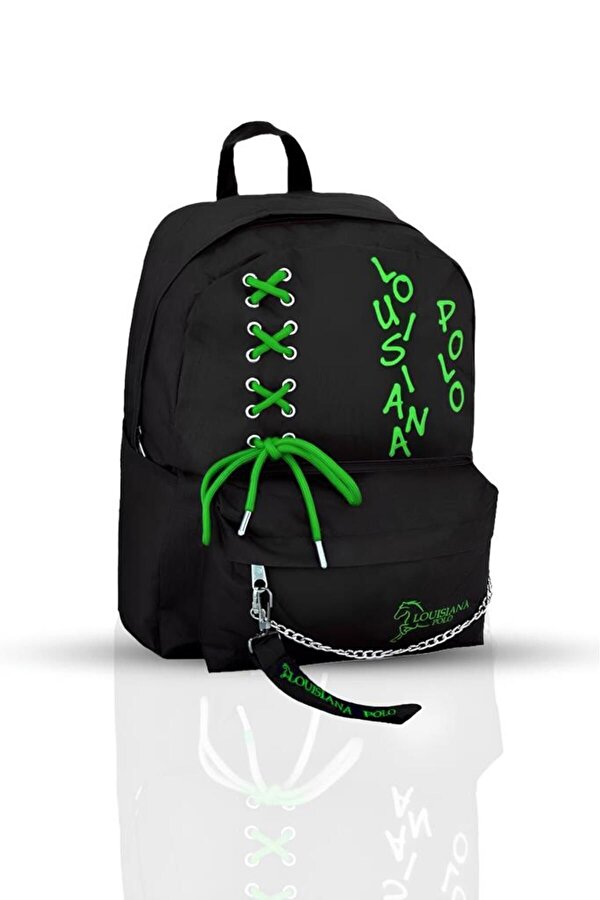 Louisiana Polo Laptop Bölmeli Okul Çantası Siyah Yeşil 1141