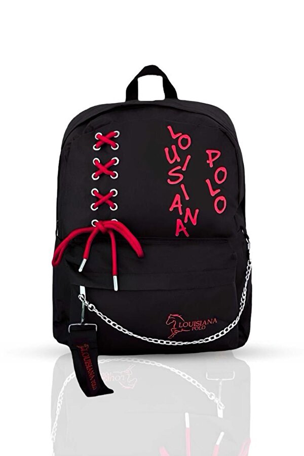 Louisiana Polo Laptop Bölmeli Okul Çantası Siyah Kırmızı 1141
