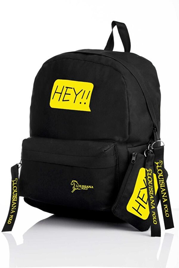 Louisiana Polo Laptop Bölmeli Okul Çantası Hey!!! Siyah Sarı 1525