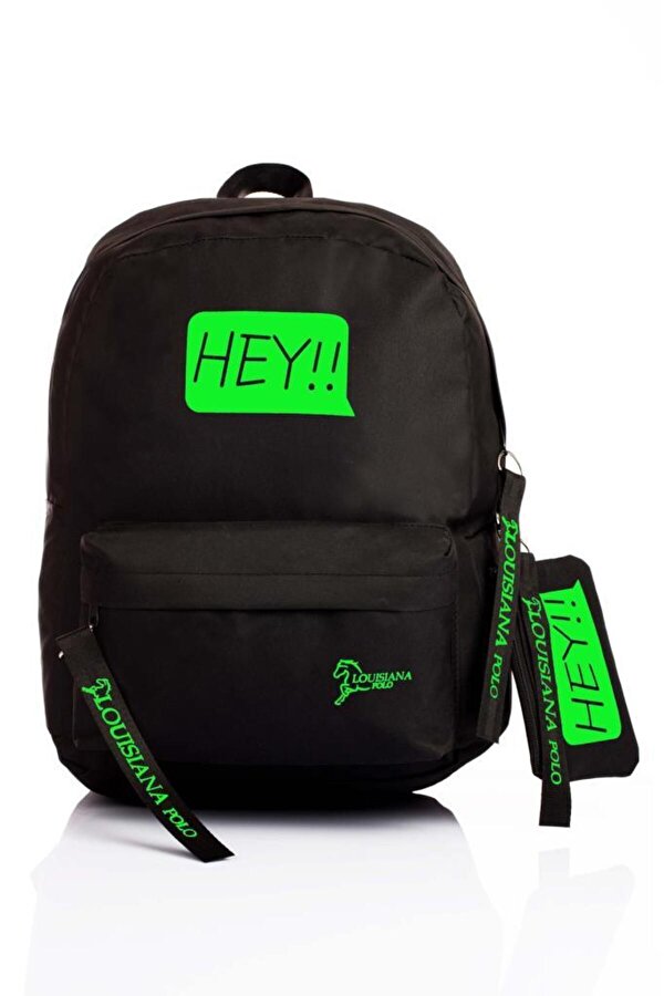 Louisiana Polo Laptop Bölmeli Okul Çantası Hey!!! Siyah Yeşil 1525