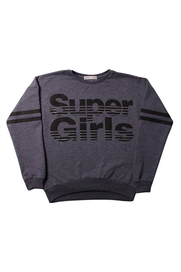 Toontoy Kids Toontoy Kız Çocuk Sweatshirt Super Girls Baskı Ve Taş