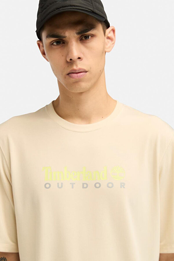 Timberland UV-PROTECTION LOGO SHORT Krem Erkek Kısa Kol T-Shirt