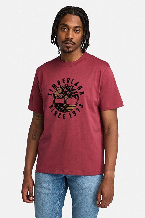 Timberland Holiday Front Graphic SS Kırmızı Erkek Kısa Kol T-Shirt