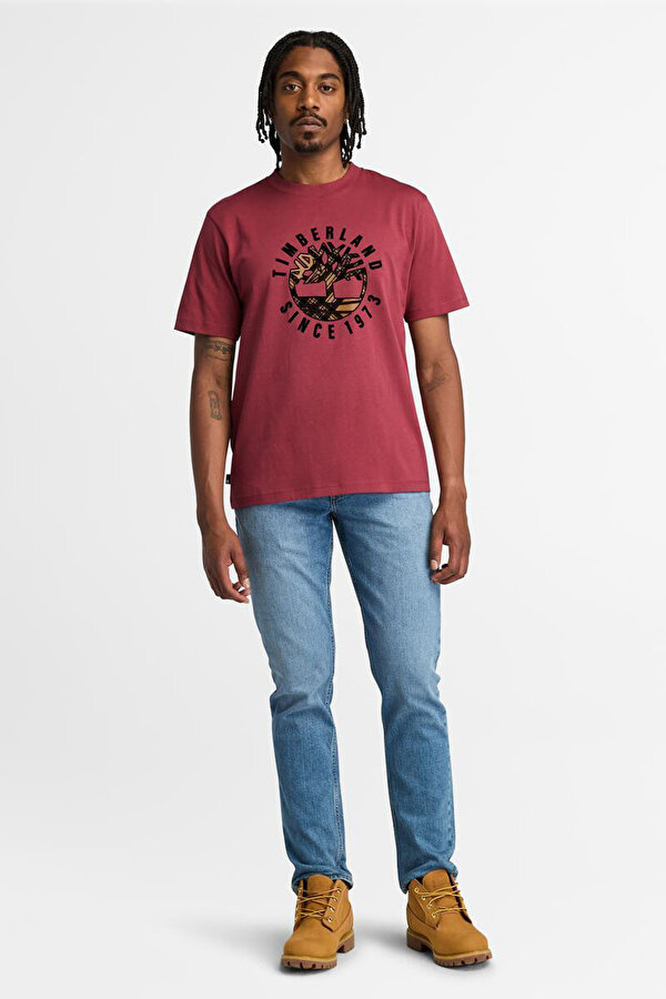 Timberland Holiday Front Graphic SS Kırmızı Erkek Kısa Kol T-Shirt