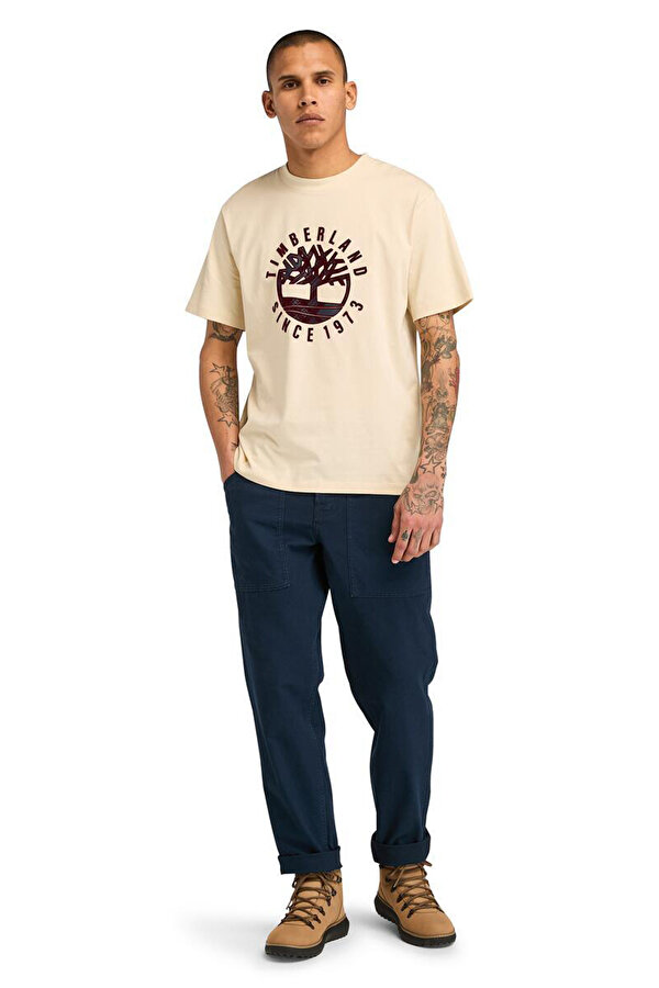Timberland Holiday Front Graphic SS Krem Erkek Kısa Kol T-Shirt