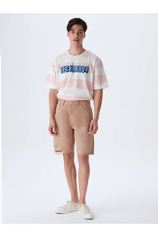 LTB Mateus Yırtıklı Düz Kesim Jean Bermuda