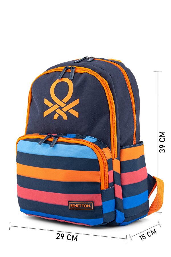 United Colors of Benetton . Şerit Detaylı Erkek Çocuk İlkokul Çantası
