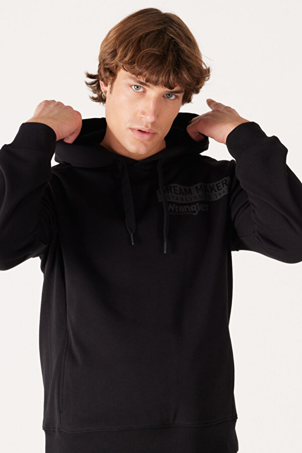 WRANGLER Regular Fit Normal Kesim Siyah Erkek Sweatshirt