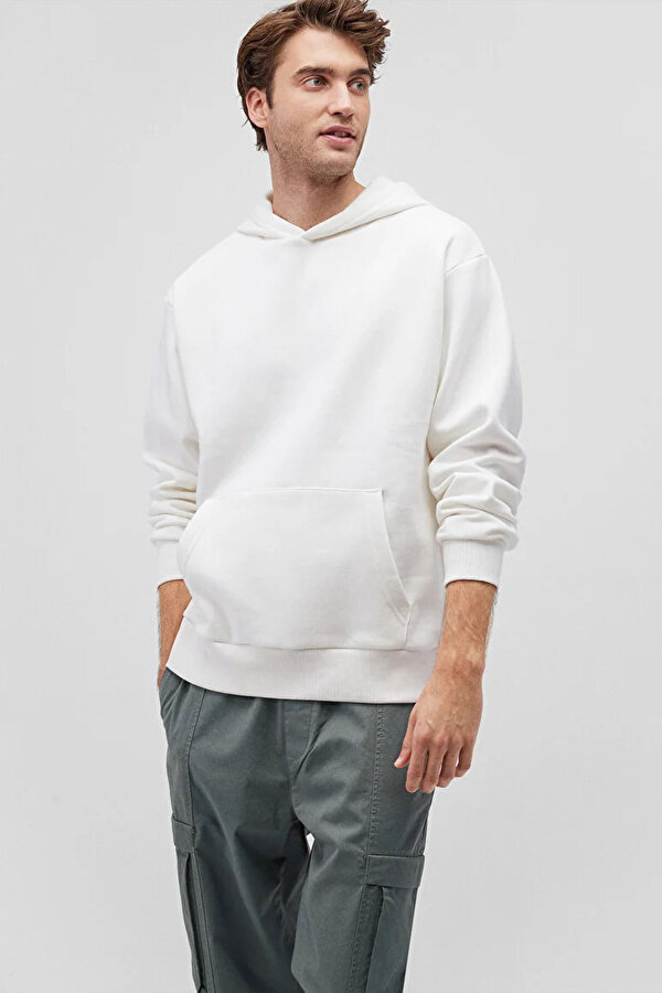 Mavi KAPÜŞONLU SWEATSHIRT KIRIK BEYAZ Erkek Sweatshirt