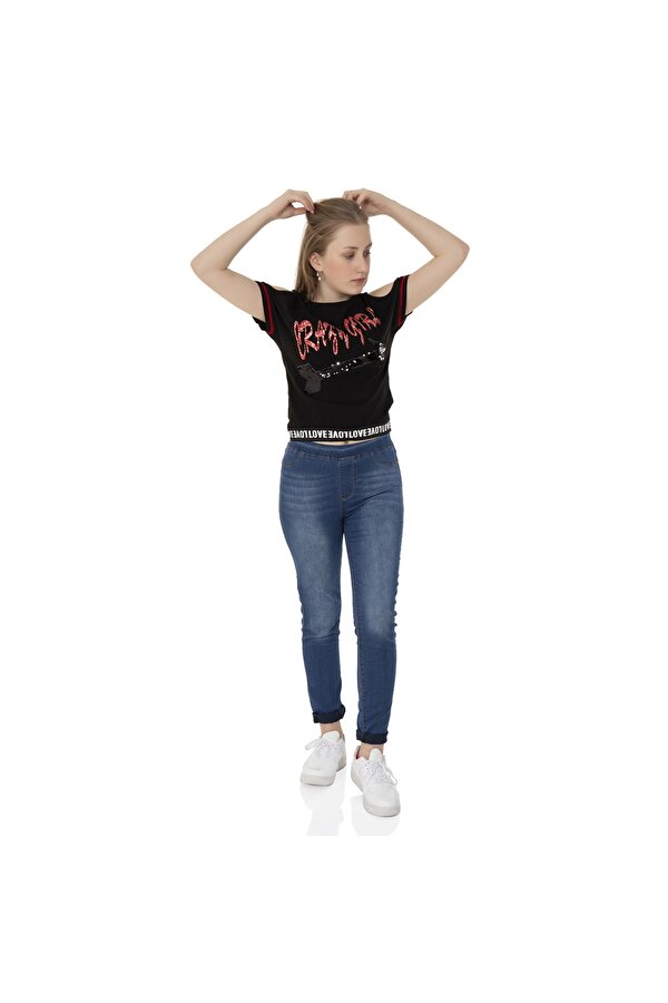 Toontoy Kids Toontoy  Kız Çocuk T-Shirt Crazy Gırl Baskılı