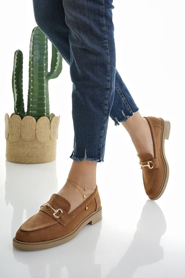 Muggo SUSSİE Garantili Metal Tokalı Kadın Loafer Günlük Ayakkabı