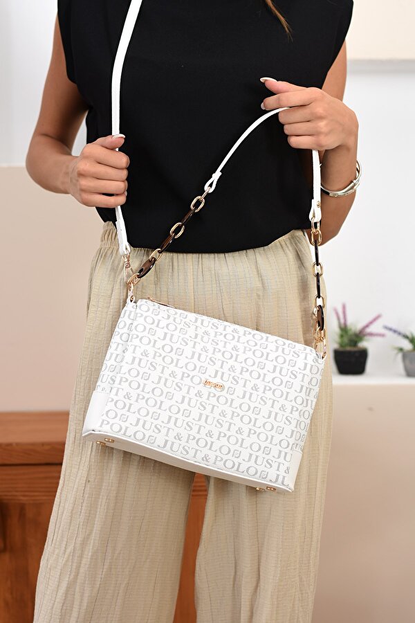 Just Polo Kolon Askılı Zincir Detaylı 4 Bölmeli Vegan Deri Kadın El ve Çapraz Omuz Çantası NL2802