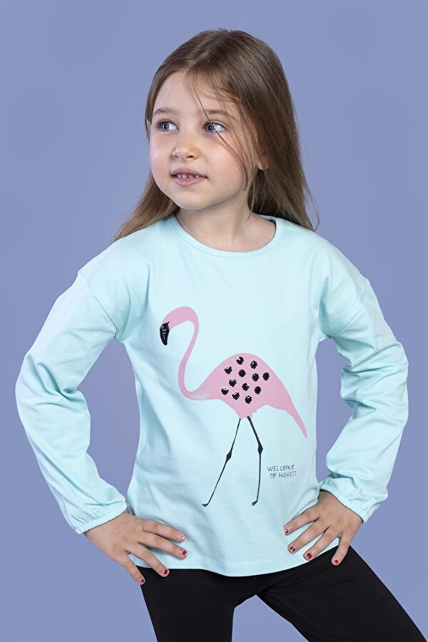 Toontoy Kids Toontoy Kız Çocuk Flamingo Baskılı Tişört