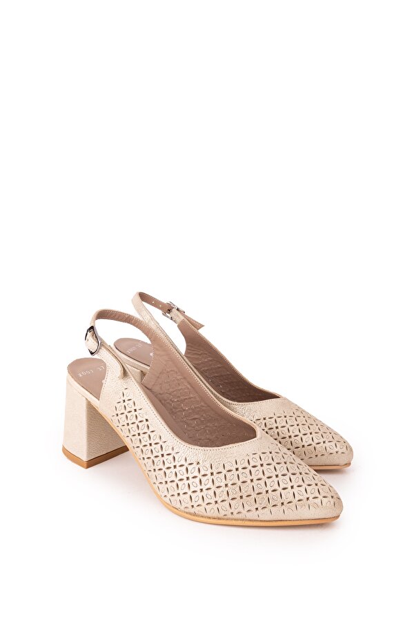 Gondol Kundura Gondol Hakiki Deri Lazer Kesim Şık Topuklu Ayakkabı şhn.2007