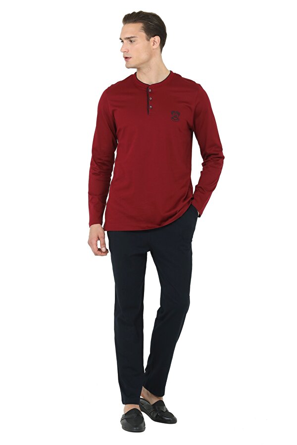 D'S damat Ds Damat Regular Fit Cotton Pijama Takımı BORDO