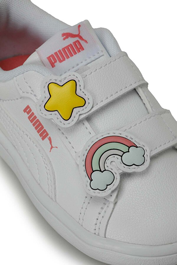 Puma Smash 3.0 Badges V I Beyaz Kız Çocuk Sneaker