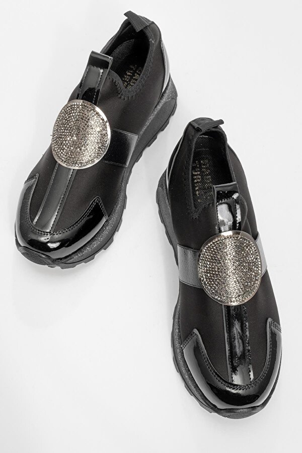 Ccway Kadın Taşlı Streç Spor Ayakkabı SİYAH