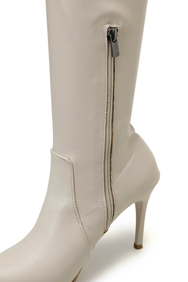 Butigo ENJOY 3PR Bej Kadın Topuklu Çizme