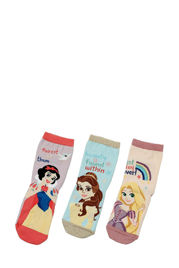 Disney Prensesler PRENSES 3 LU SKT G-4PR Pembe Kız Çocuk Soket Çorap