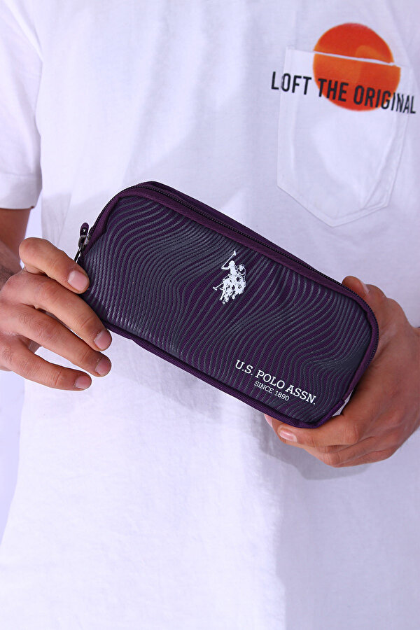 U.S. Polo Assn. 21003  Kalem Çantası İki Gözlü Kalemlik Okul Kalemliği MOR