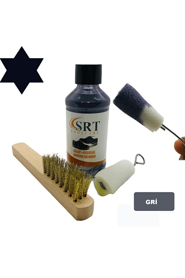 SRTfootcare Süet Nubuk Ayakkabı Bakım Boyası 110 Gr ve Süet Temizleme Tel Fırça