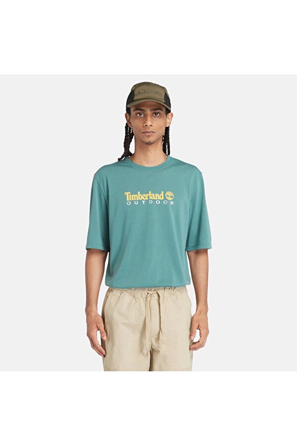 Timberland Anti Uv Outdoor Graphic Erkek Turkuaz Yuvarlak Yaka Tişört