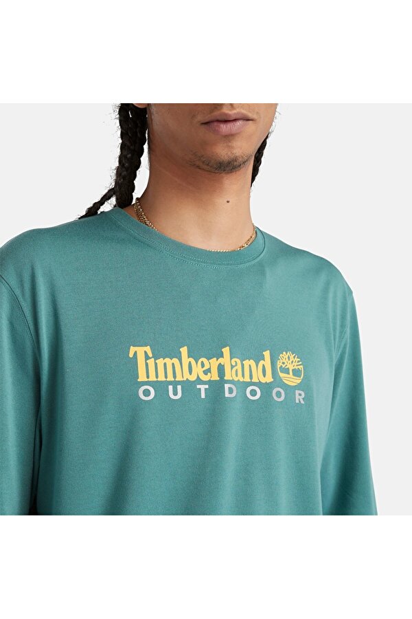 Timberland Anti Uv Outdoor Graphic Erkek Turkuaz Yuvarlak Yaka Tişört