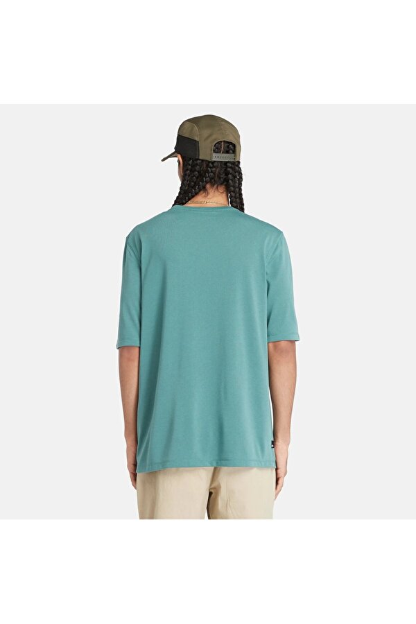Timberland Anti Uv Outdoor Graphic Erkek Turkuaz Yuvarlak Yaka Tişört