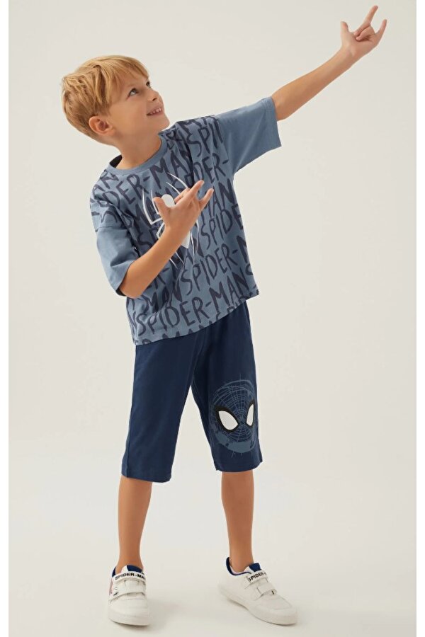 Spıderman Lisanslı D4877 Bug T-Shirt ve Kapri Alt Üst Erkek Çocuk Takımı