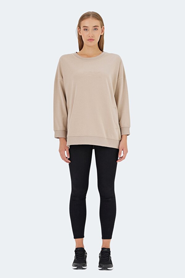 Slazenger VIKENTI SW OVERSIZE Kadın Sweatshirt Bej