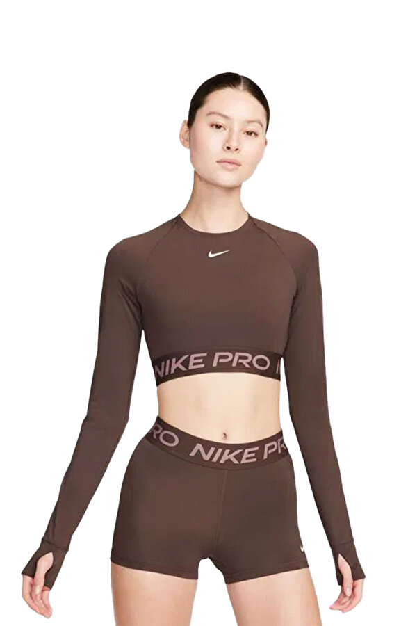 Nike PRO DF 365 CROP LS BROWN Woman 064