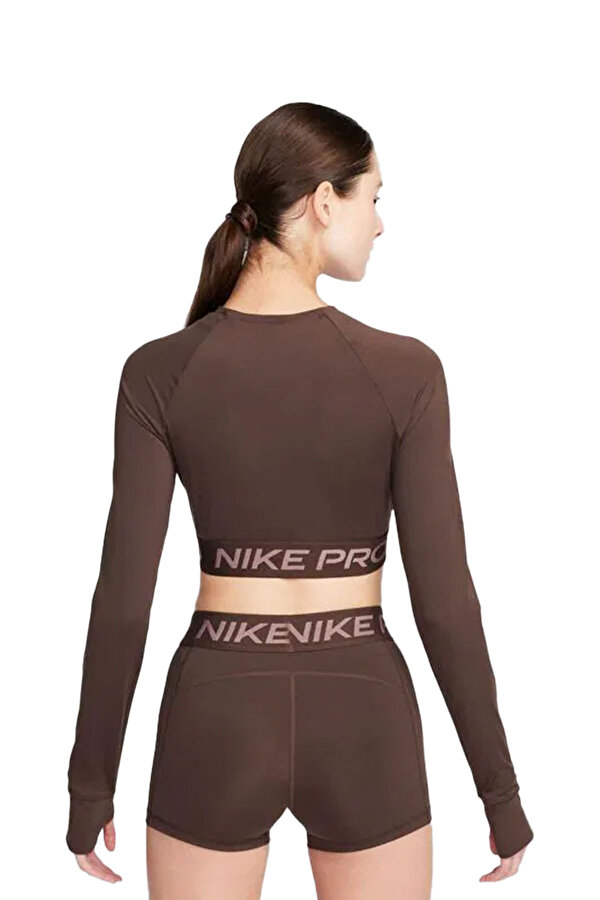 Nike PRO DF 365 CROP LS BROWN Woman 064