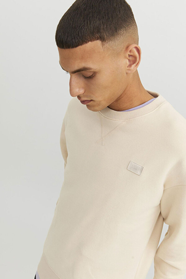 Jack & Jones JCOCLASSIC TWILL SWEAT CR Bej Erkek Sweatshirt