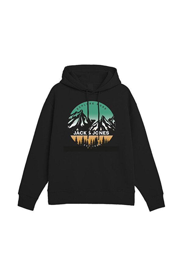 Jack & Jones JJPEAK SWEAT HOOD LN Siyah Erkek Sweatshirt