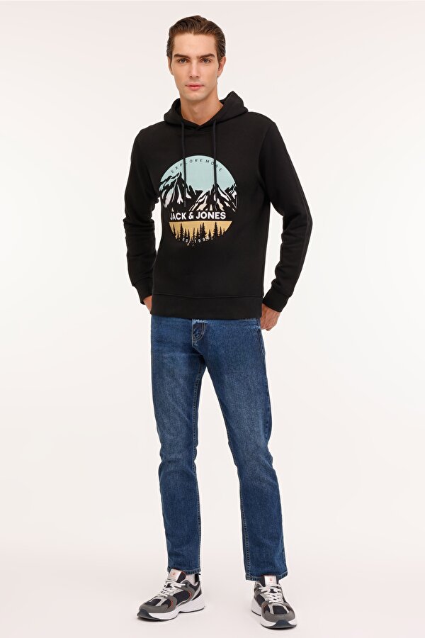 Jack & Jones JJPEAK SWEAT HOOD LN Siyah Erkek Sweatshirt
