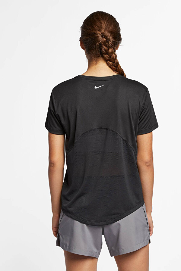 Nike W NK MILER TOP SS Siyah Kadın Kısa Kol T-Shirt