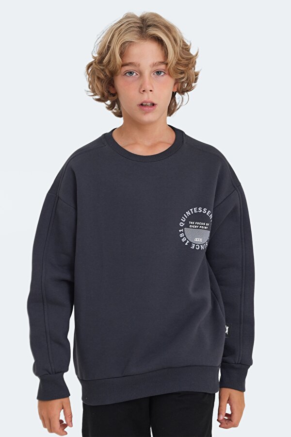 Slazenger LONE Unisex Çocuk Sweatshirt Koyu Gri