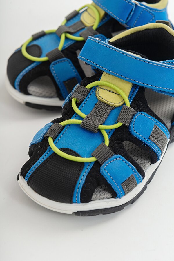 Mnpc Unisex Çocuk Sax Mavi Deri Ortopedik Outdoor Çocuk Sandalet