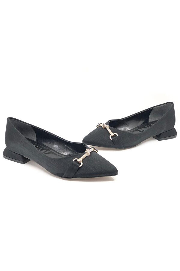 Feles Taş Toka Detaylı Saten Kadın Babet