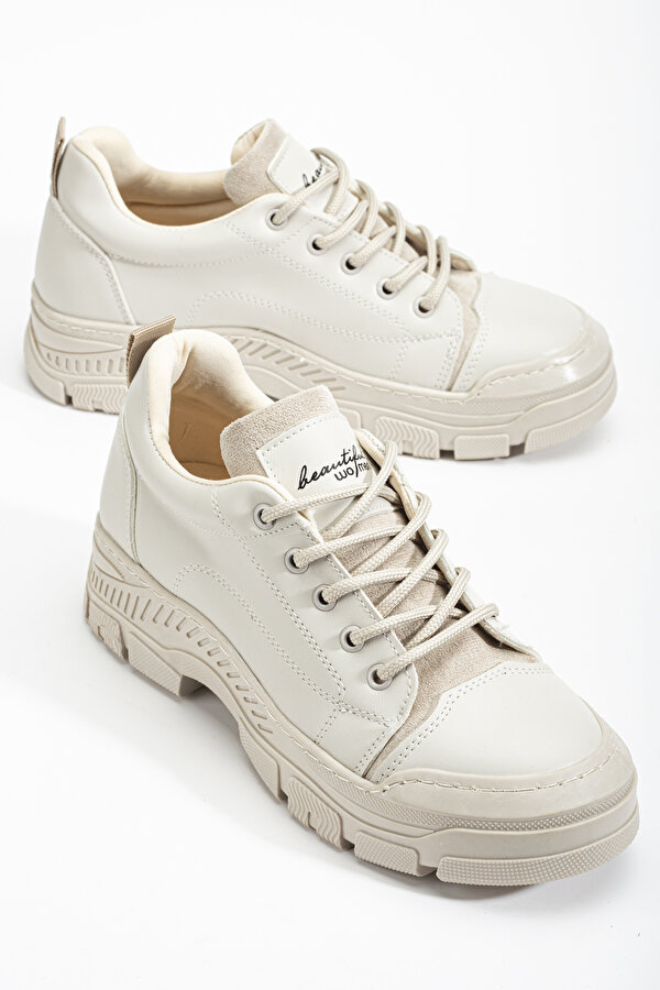 Tonny Black Kadın Bej Termo Taban Bağcıklı Günlük Ayakkabı