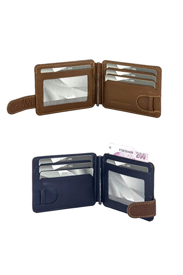 Louisiana Polo Hakiki Deri Erkek Cüzdan Taba-Lacivert 711