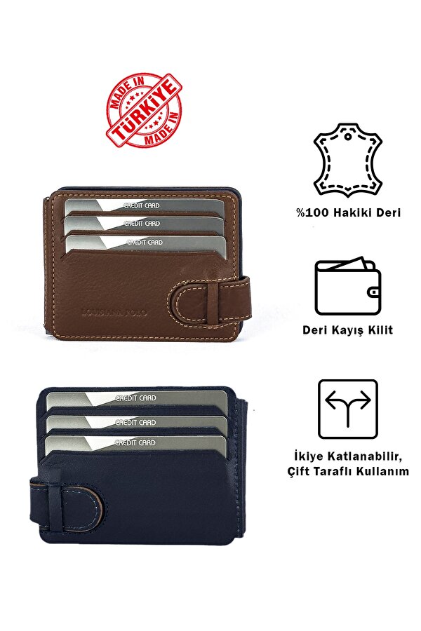 Louisiana Polo Hakiki Deri Erkek Cüzdan Taba-Lacivert 711