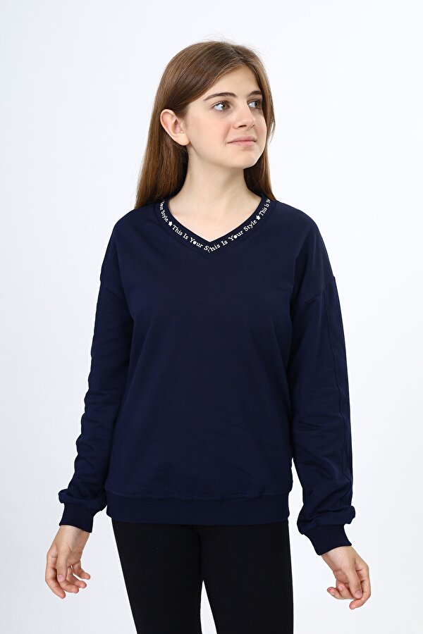 Toontoy Kids Toontoy Kız Çocuk Okul Baskılı Sweatshirt