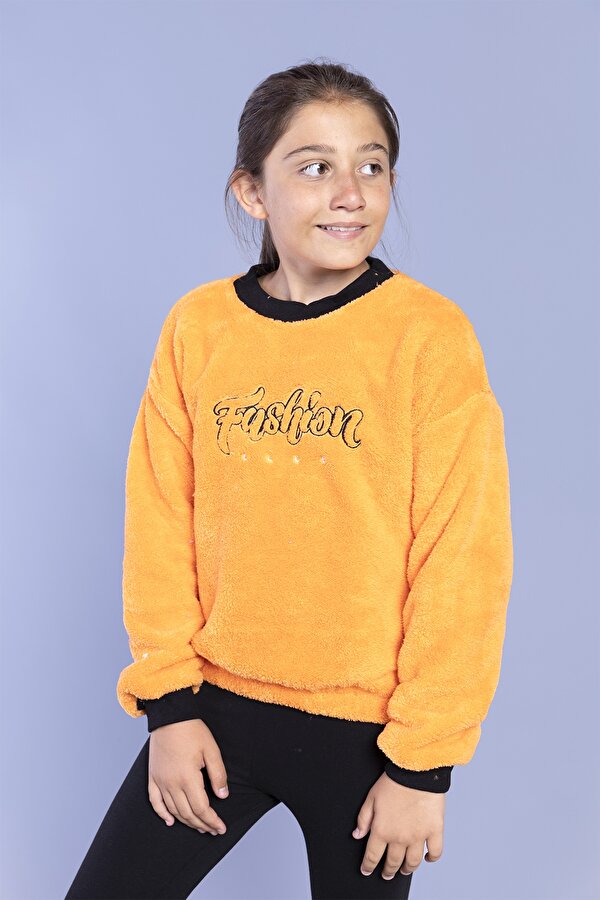 Toontoy Kids Toontoy Kız Çocuk Nakışlı Peluş Sweatshirt