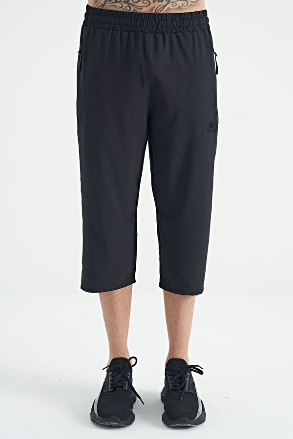 TOMMYLIFE Antrasit Bağcıklı Standart Kalıp Fermuar Cepli Aktif Spor Erkek Kapri - 83096