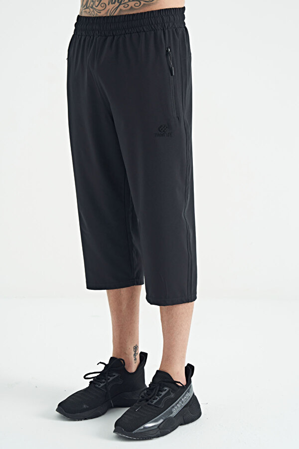 TOMMYLIFE Antrasit Bağcıklı Standart Kalıp Fermuar Cepli Aktif Spor Erkek Kapri - 83096