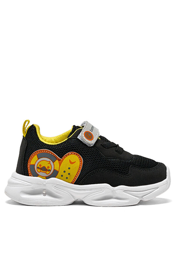 Tonny Black Çocuk Unisex Siyah Sarı  Işıklı Cırtlı Ayakkabı