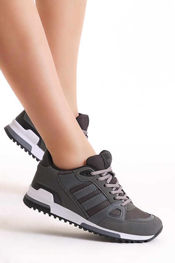 Tonny Black Unisex Füme Rahat Kalıp Şeritli Bağcıklı Spor Ayakkabı