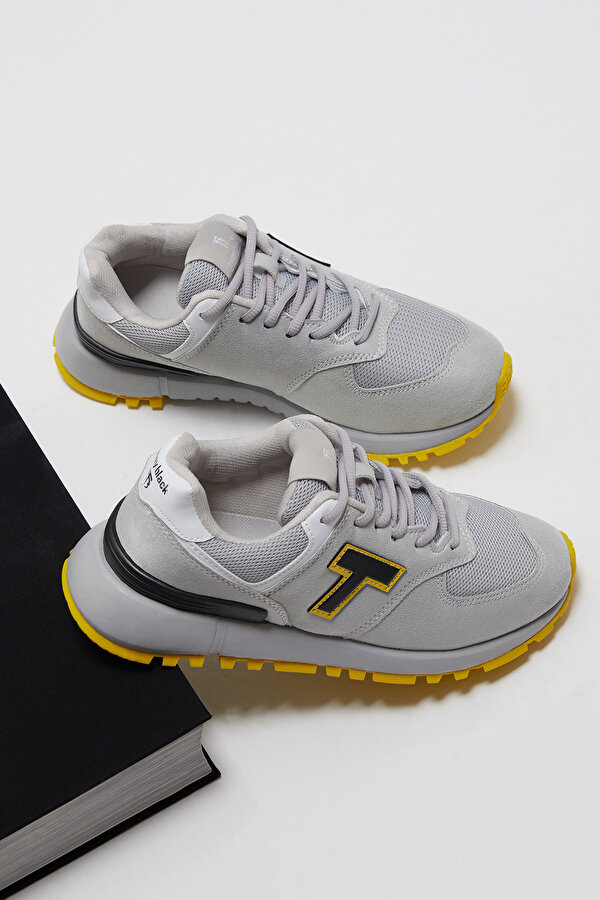 Tonny Black Unisex Gri Kaymaz Eva Taban Bağcıklı Spor Ayakkabı